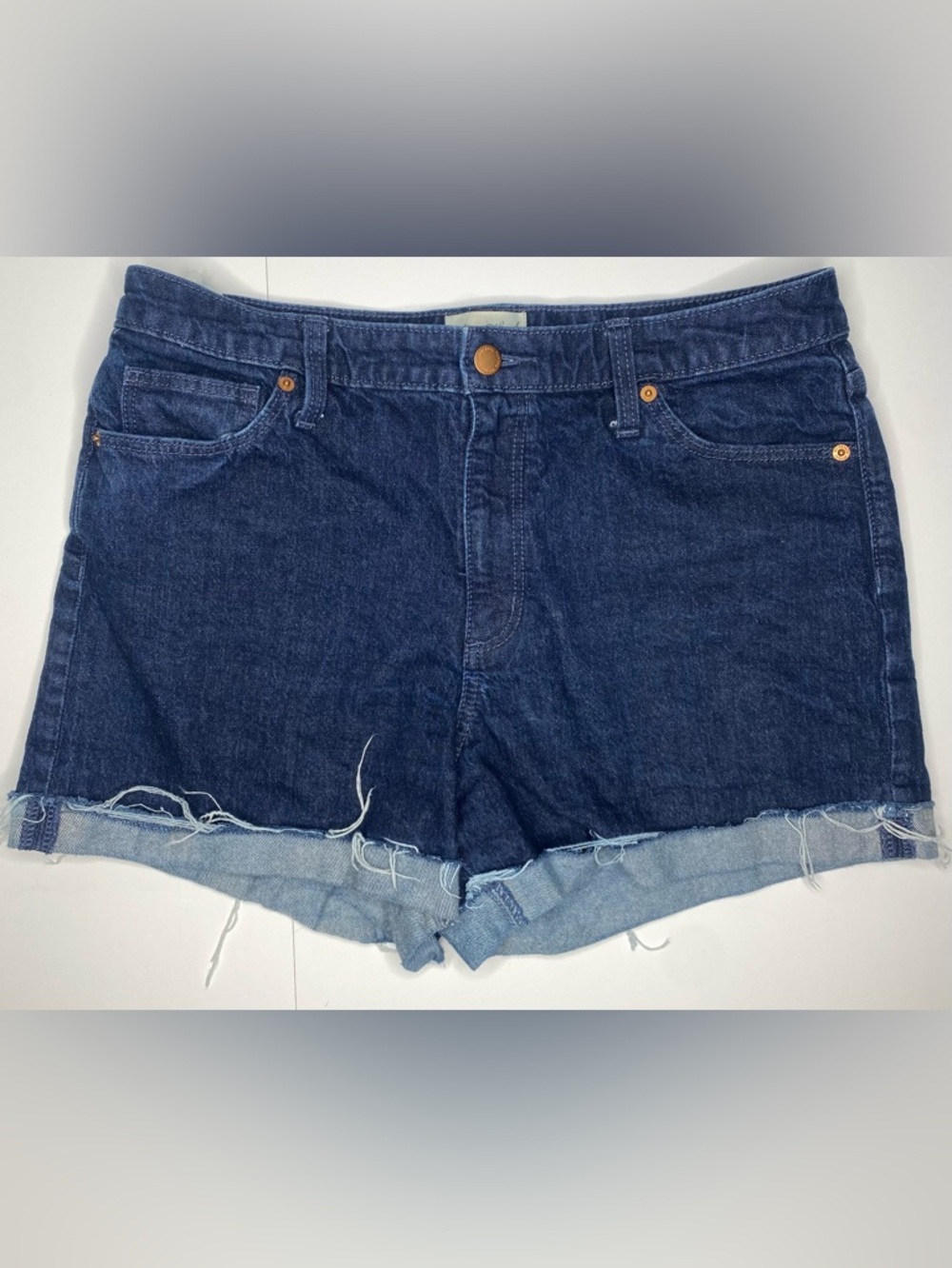 Universal Thread ‘Vintage Midi’ Dark Wash Raw Hem Jean Shorts Sz 12